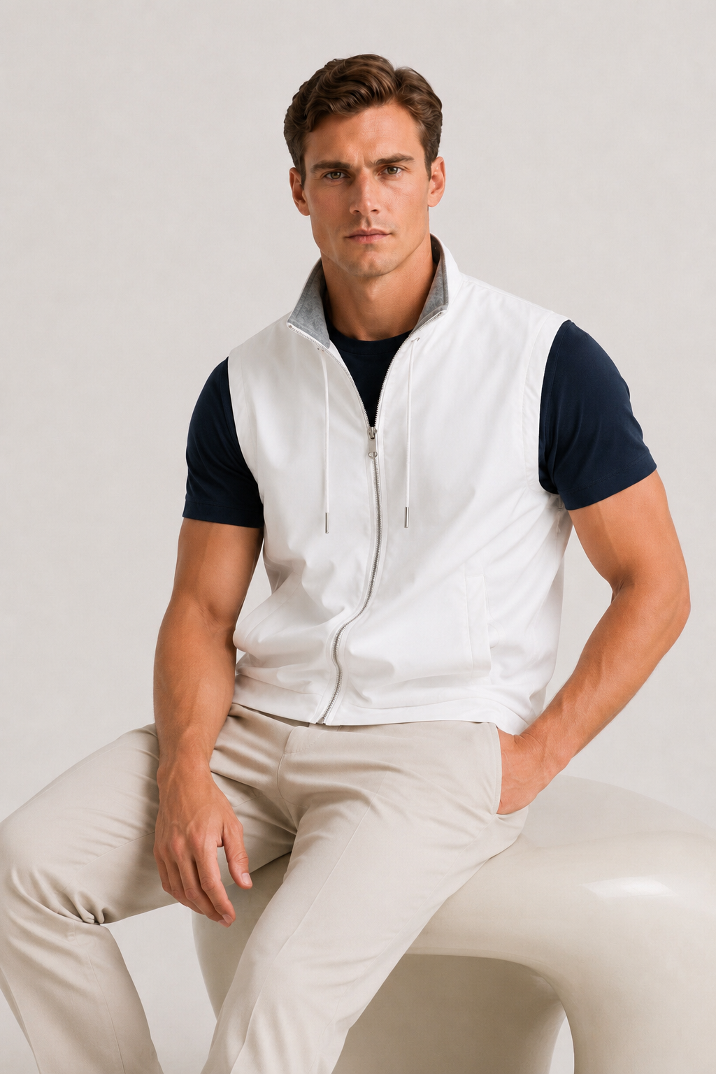 Santorelli Reversible Vest Ivory
