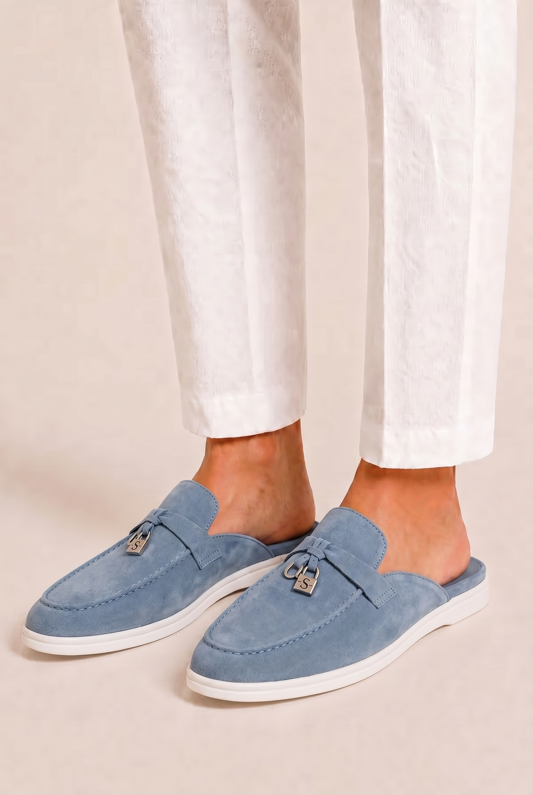 Ancestral Buckle Mule Blue