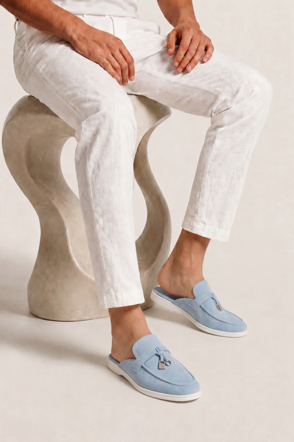 Ancestral Buckle Mule Light Blue