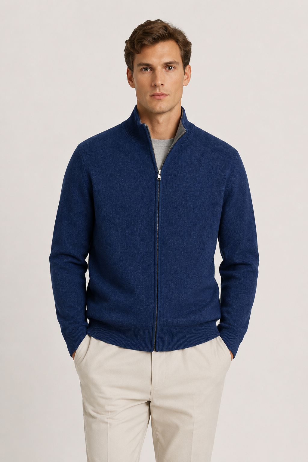 Reversible Zip Knit Navy & Gray