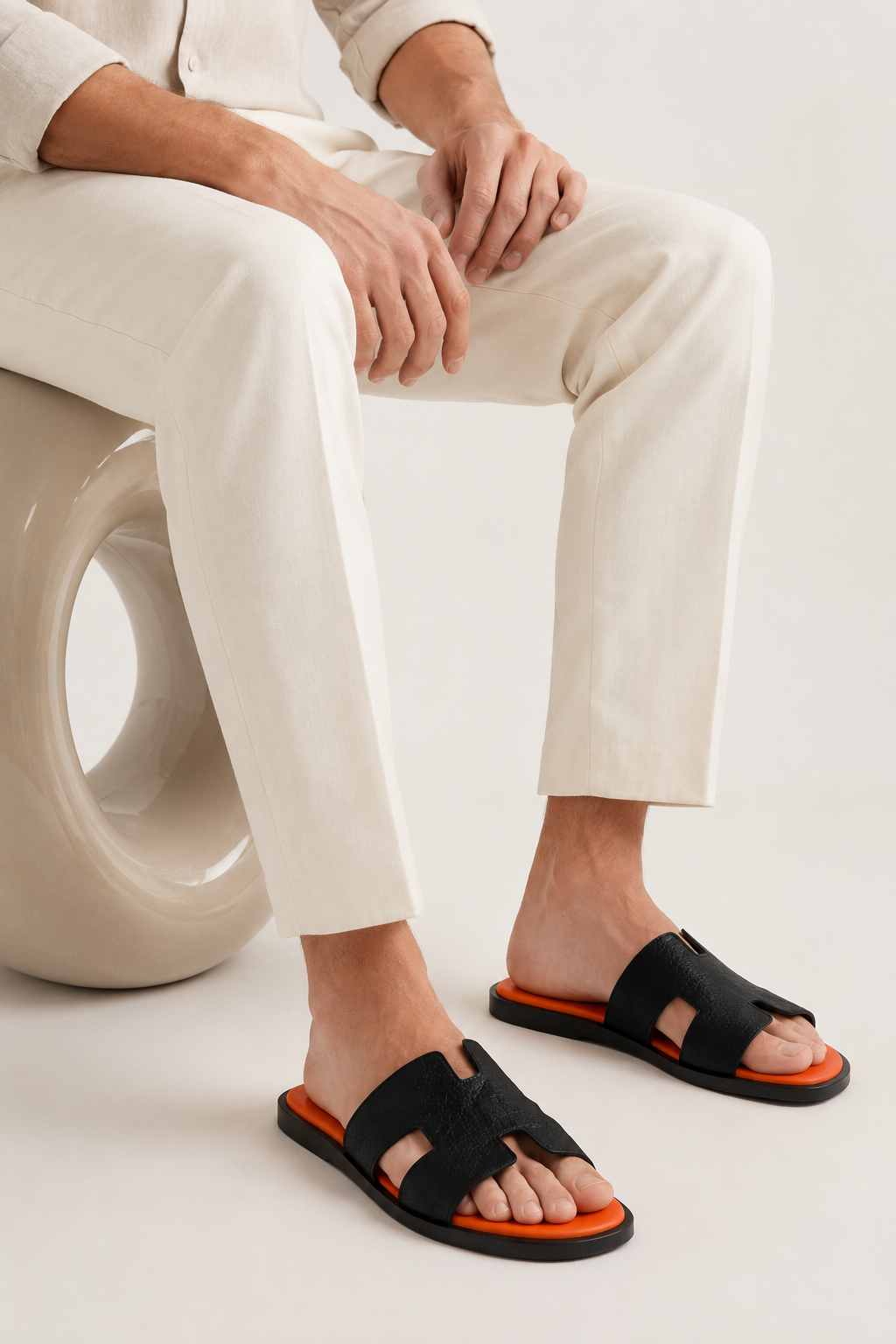 Santorelli Sandal Orange/Black