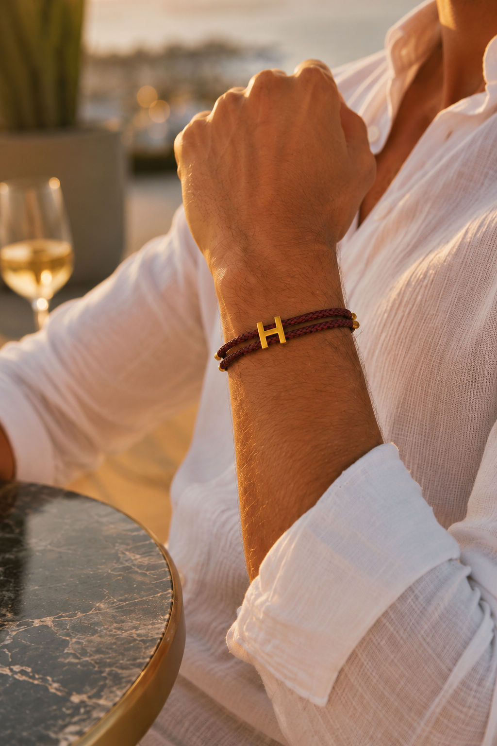 Santorelli Bracelet Burgundy/Gold