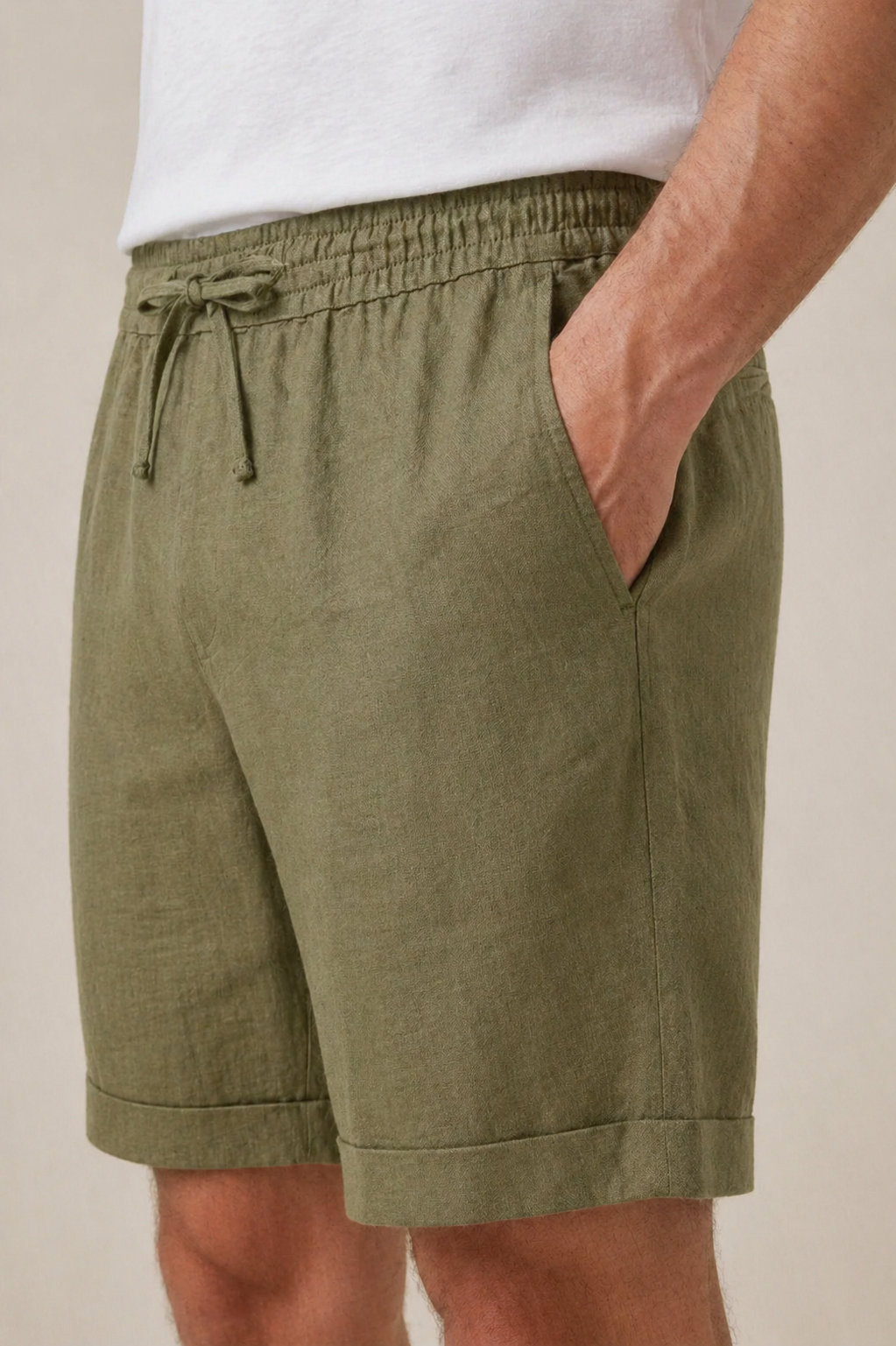 Olive Linen Bayside Shorts
