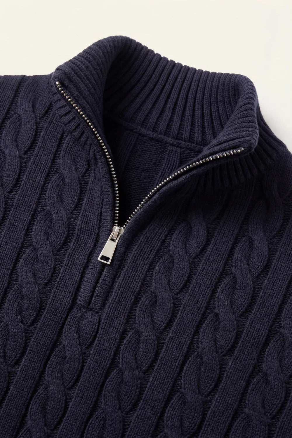 Classic Cable Quarter Zip Navy
