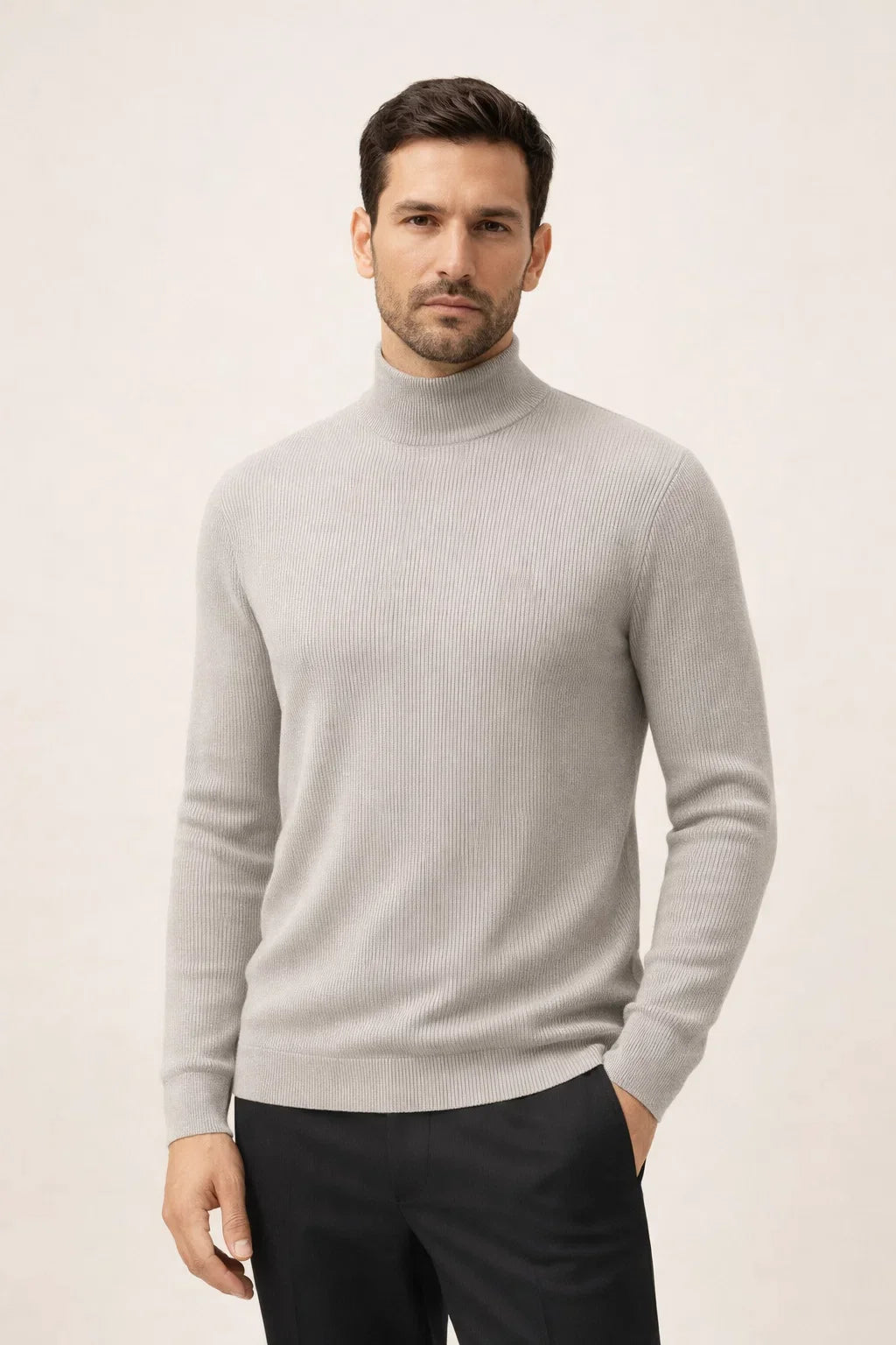 Ribbed Turtleneck Beige
