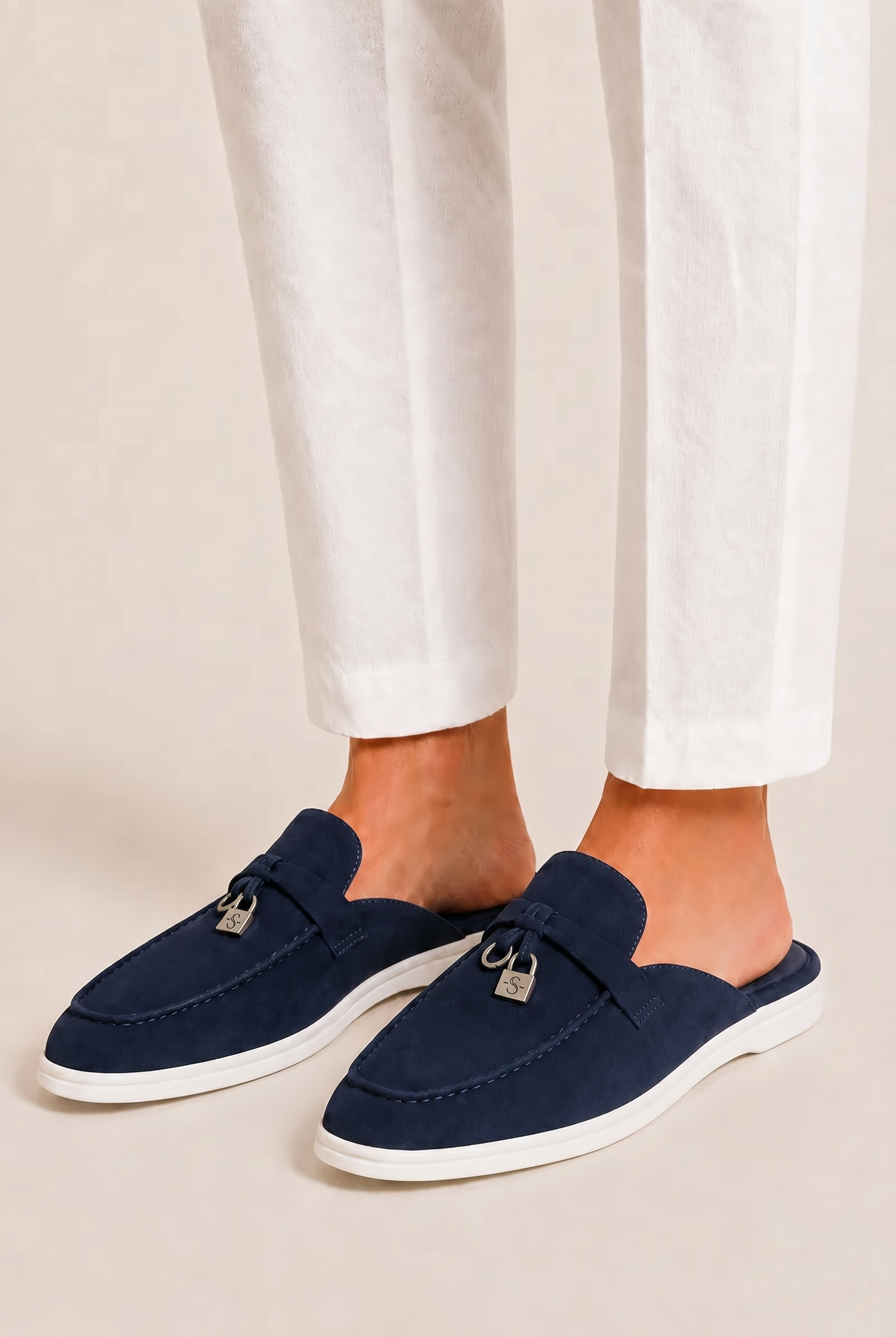 Ancestral Buckle Mule Navy
