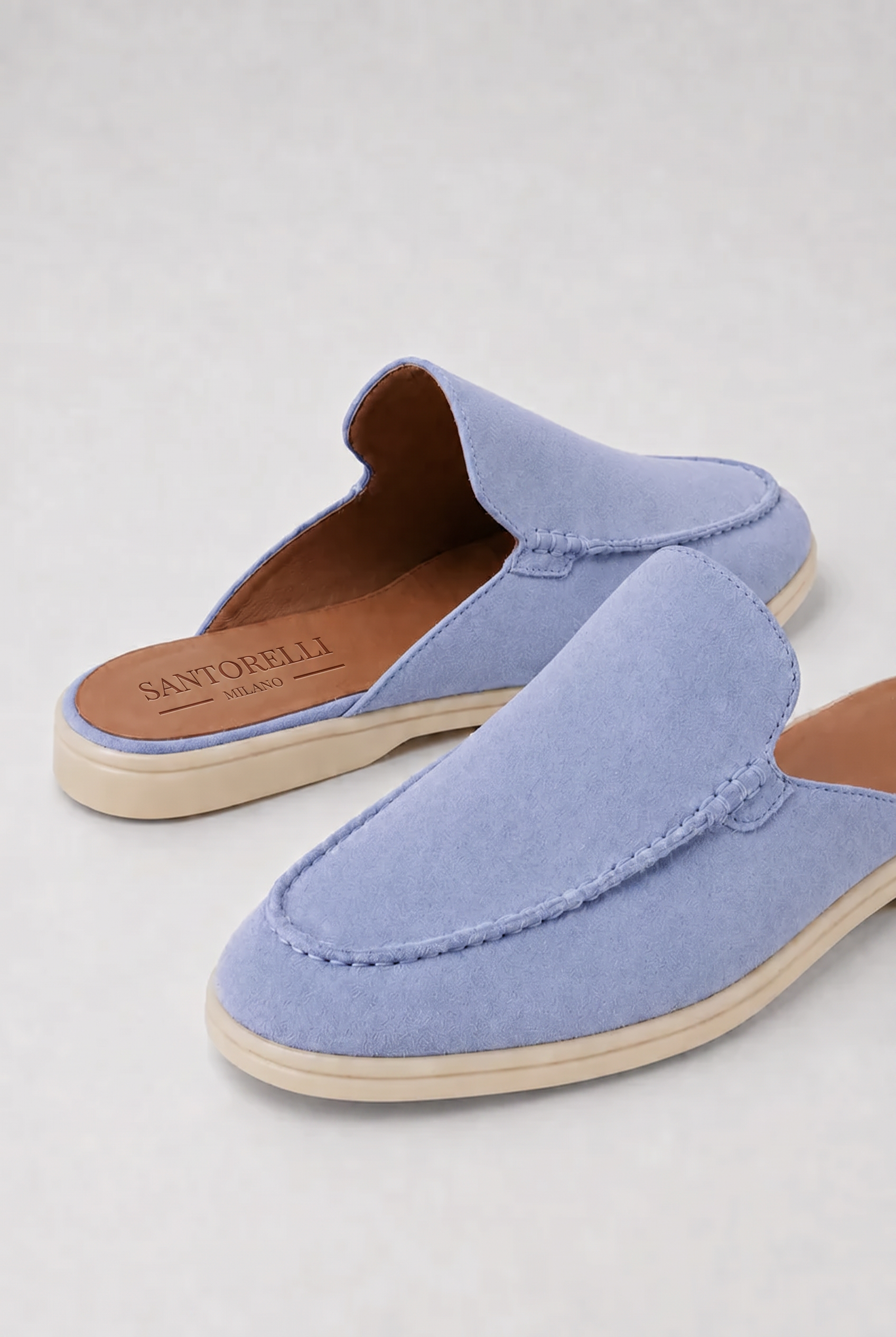 Ancestral Suede Mule Baby Blue