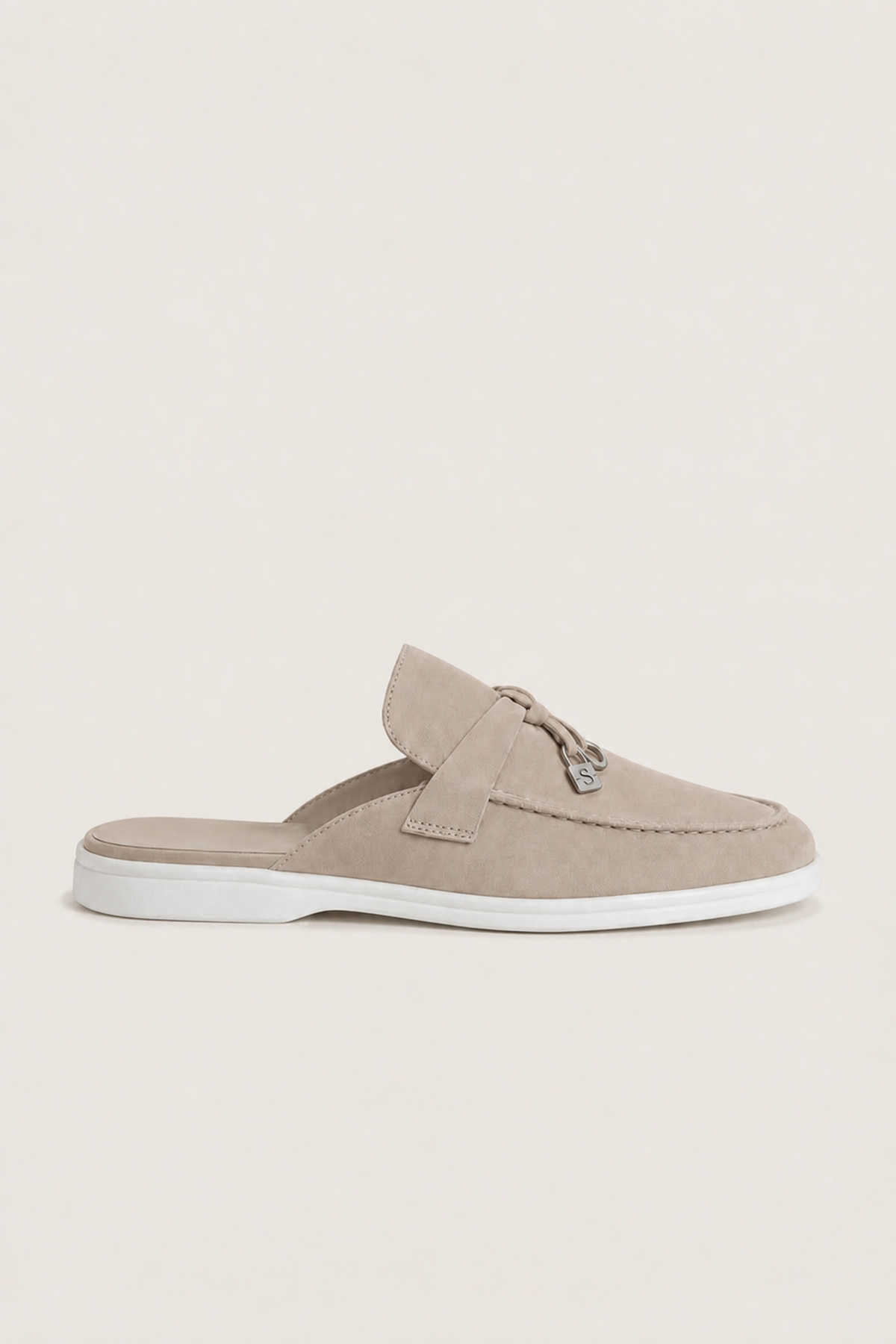 Ancestral Buckle Mule Light Grey