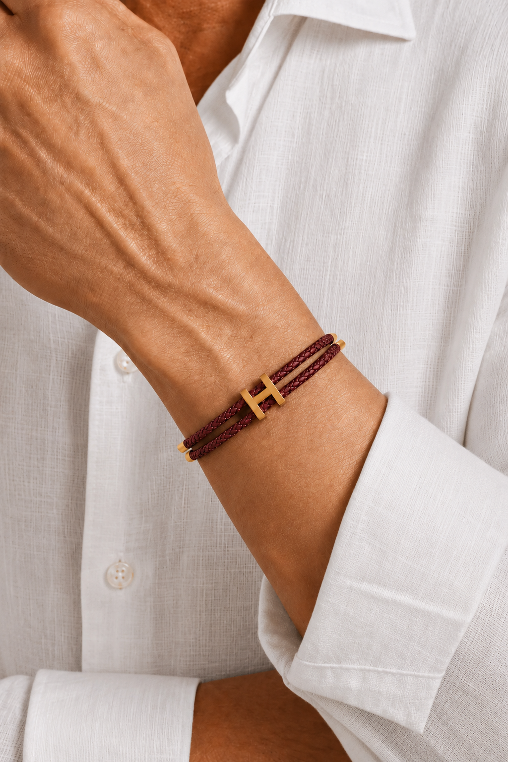Santorelli Bracelet Burgundy/Gold
