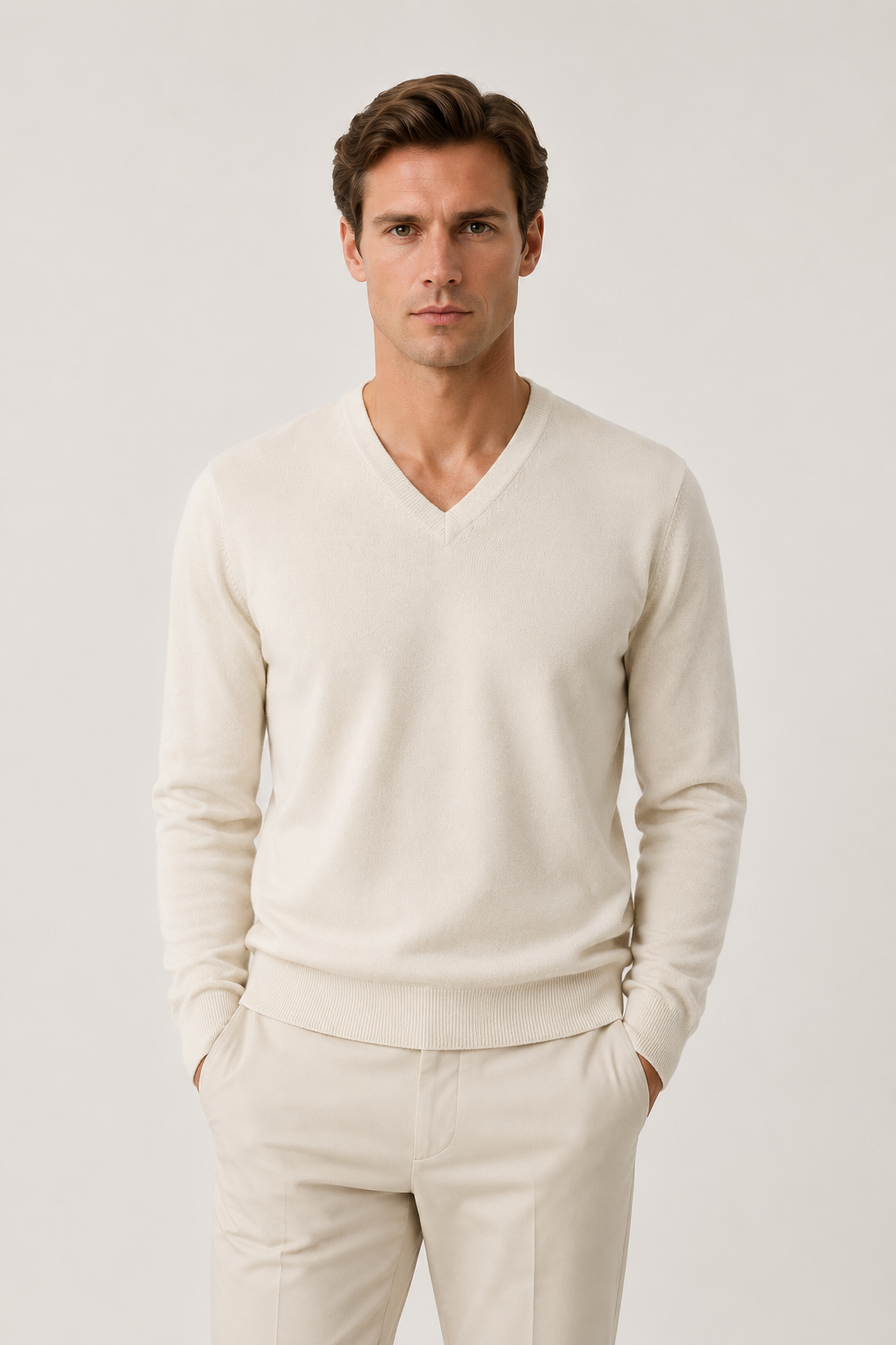 Classic V-neck Cream