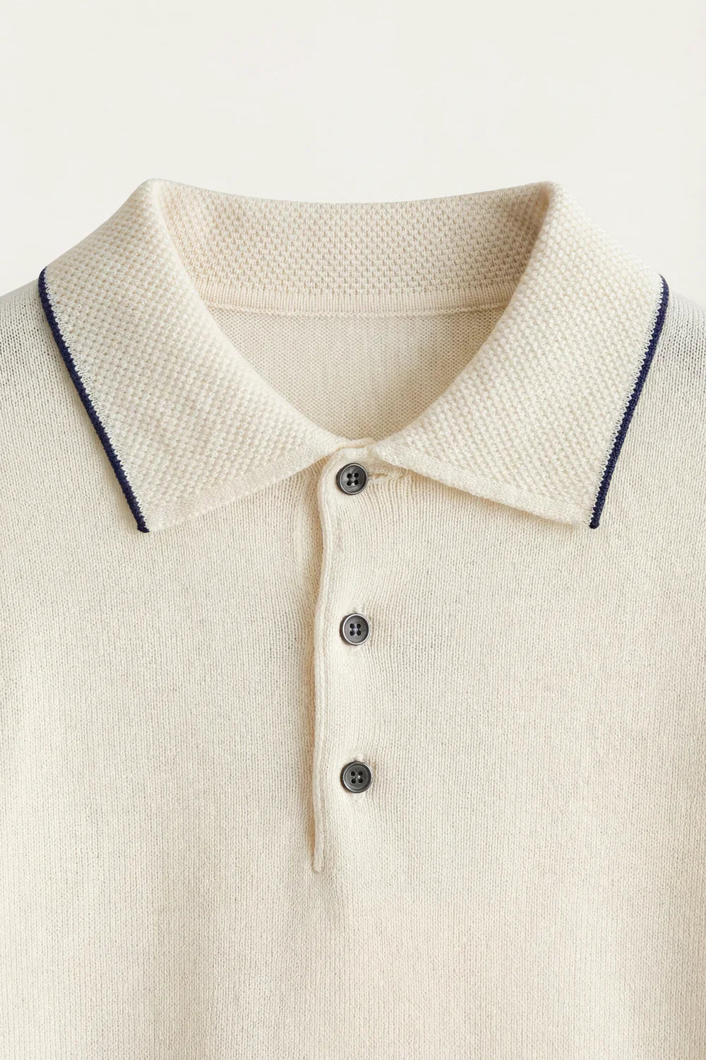 Fine Striped Knit Polo White